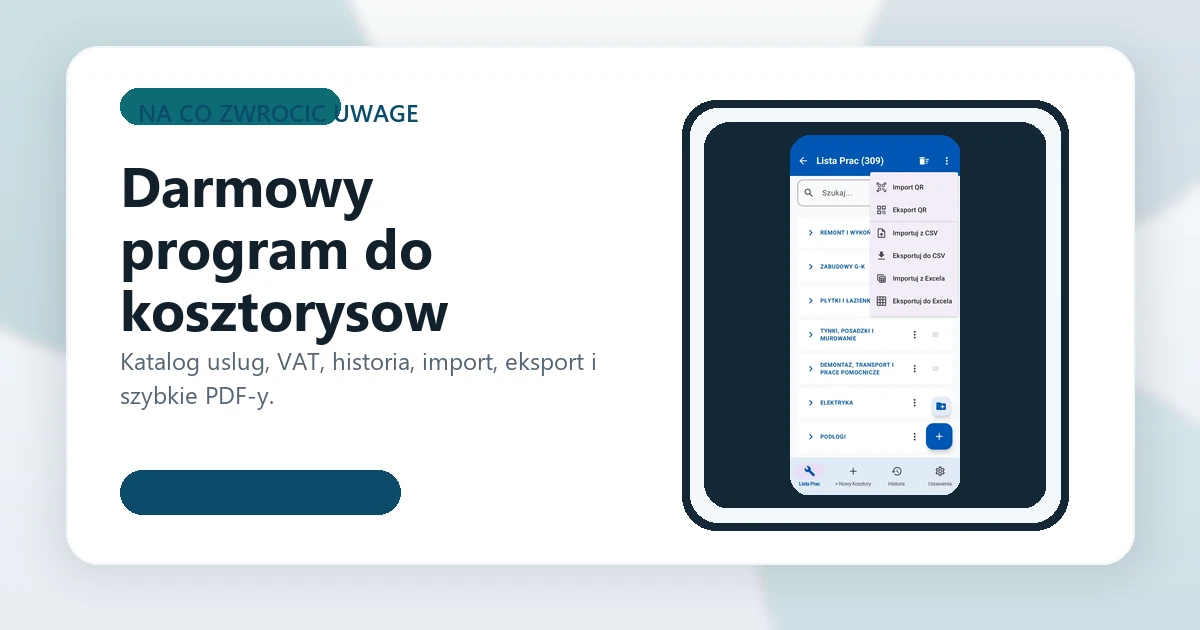 Okładka artykułu Darmowy program do kosztorysów