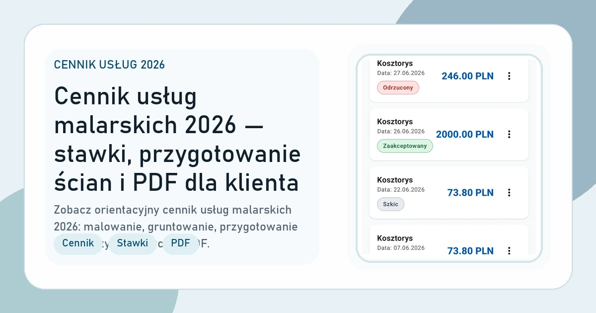 Okładka artykułu Cennik usług malarskich 2026