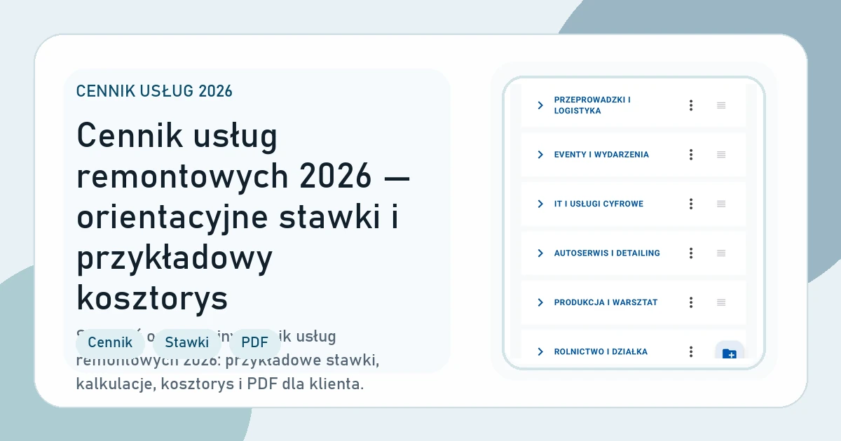 Okładka artykułu Cennik usług remontowych 2026
