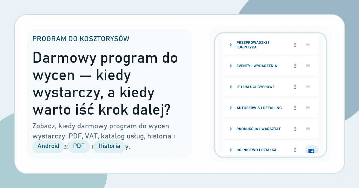 Okładka artykułu Darmowy program do wycen