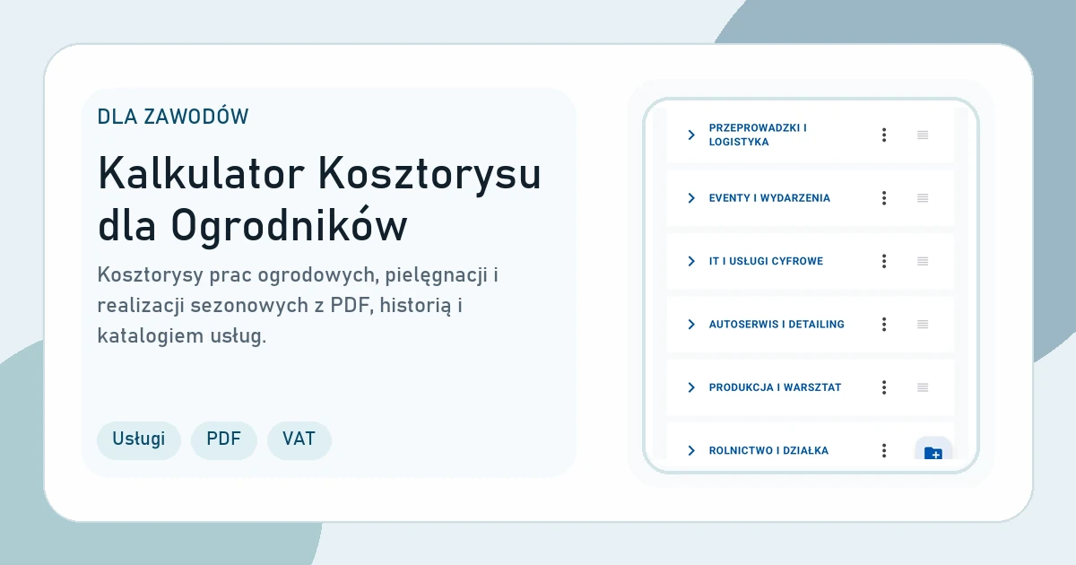 Grafika strony Kalkulator Kosztorysu dla Ogrodników