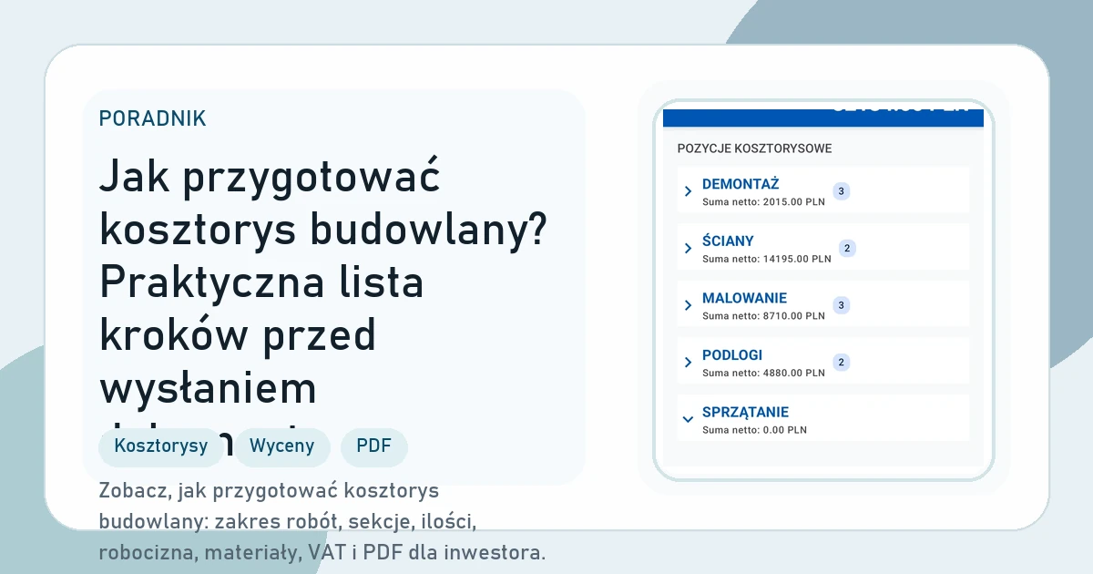Okładka artykułu Jak przygotować kosztorys budowlany