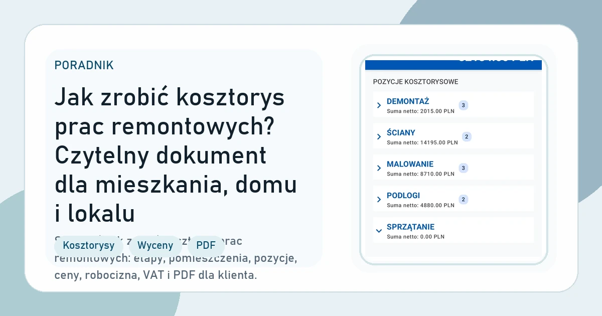 Okładka artykułu Jak zrobić kosztorys prac remontowych