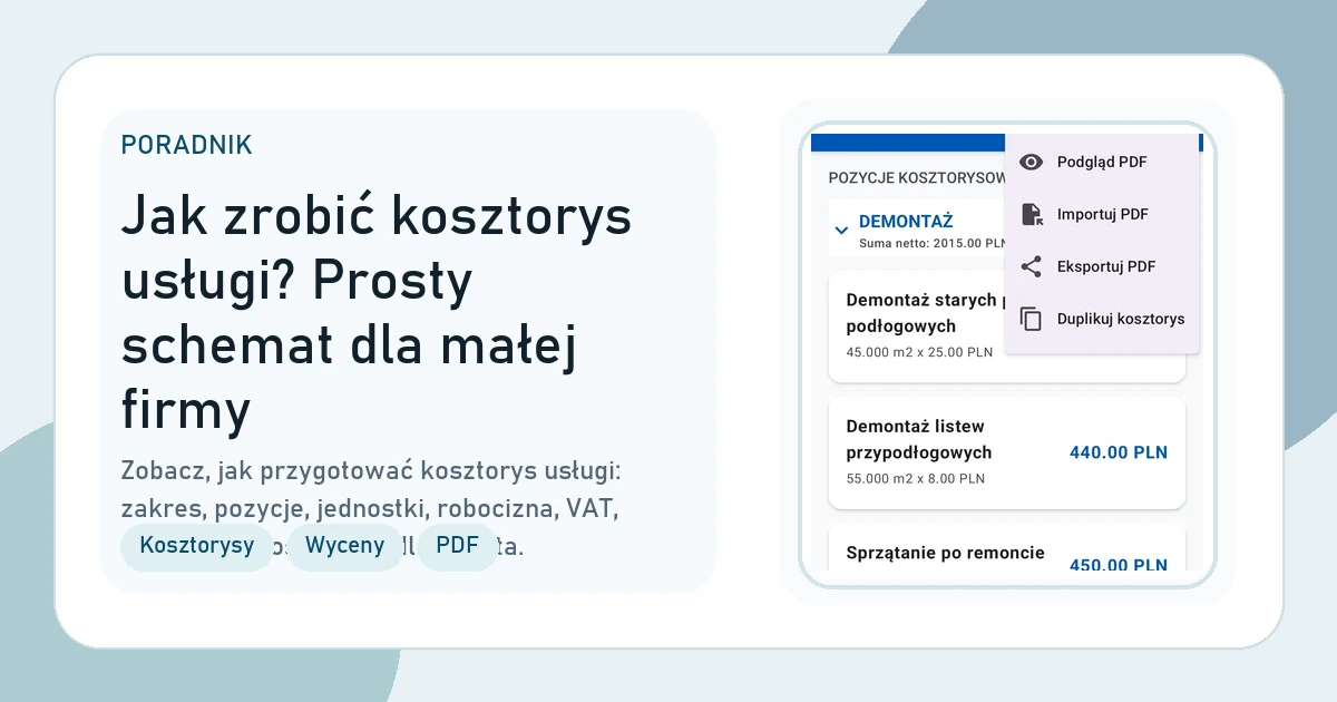 Okładka artykułu Jak zrobić kosztorys usługi