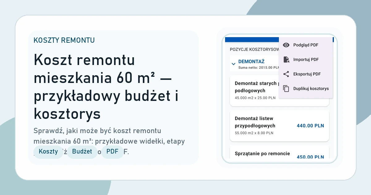 Okładka artykułu Koszt remontu 60 m²