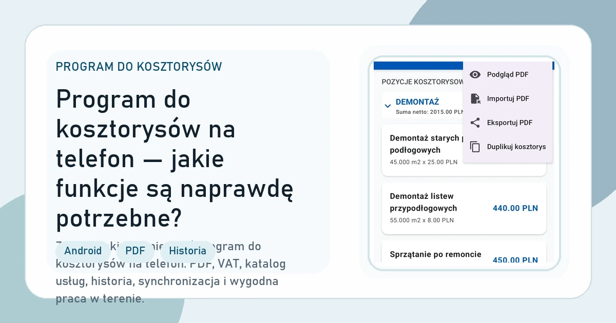 Okładka artykułu Program do kosztorysów na telefon