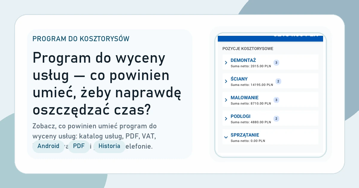 Okładka artykułu Program do wyceny usług